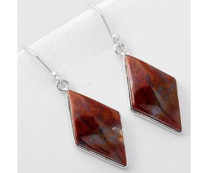 Natural Red Moss Agate Earrings SDE41360 E-1001, 14x25 mm