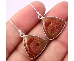 Natural Red Moss Agate Earrings SDE41384 E-1001, 17x17 mm