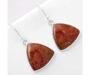 Natural Red Moss Agate Earrings SDE41384 E-1001, 17x17 mm