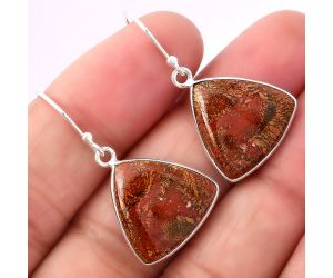 Natural Red Moss Agate Earrings SDE41385 E-1001, 17x17 mm