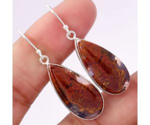 Natural Red Moss Agate Earrings SDE41608 E-1001, 12x26 mm