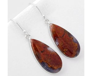 Natural Red Moss Agate Earrings SDE41608 E-1001, 12x26 mm