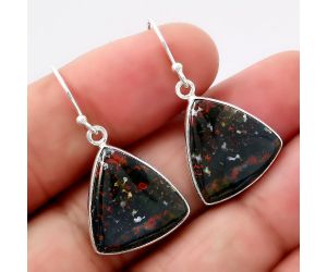 Natural Blood Stone - India Earrings SDE42832 E-1001, 17x18 mm