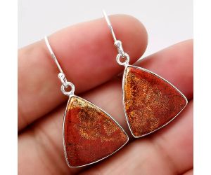 Natural Red Moss Agate Earrings SDE42873 E-1001, 16x18 mm