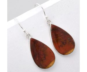 Natural Red Moss Agate Earrings SDE42910 E-1001, 14x23 mm