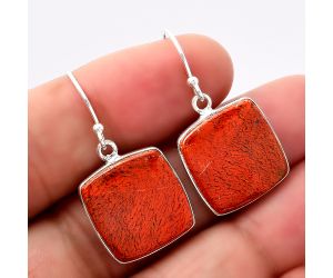 Natural Red Moss Agate Earrings SDE42933 E-1001, 16x16 mm