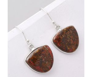 Natural Red Moss Agate Earrings SDE42941 E-1001, 15x17 mm