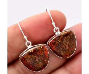 Natural Red Moss Agate Earrings SDE42941 E-1001, 15x17 mm