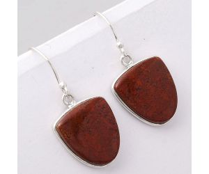 Natural Red Moss Agate Earrings SDE42945 E-1001, 15x17 mm