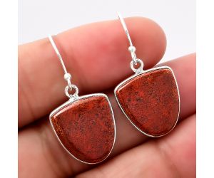 Natural Red Moss Agate Earrings SDE42945 E-1001, 15x17 mm