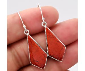 Natural Red Moss Agate Earrings SDE42949 E-1001, 12x25 mm