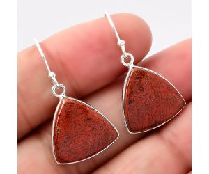 Natural Red Moss Agate Earrings SDE42975 E-1001, 16x16 mm