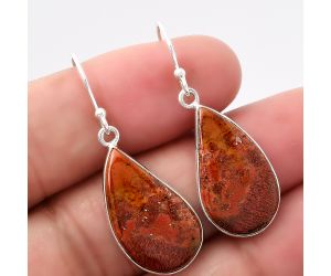 Natural Red Moss Agate Earrings SDE42978 E-1001, 13x22 mm