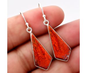 Natural Red Moss Agate Earrings SDE43020 E-1001, 11x25 mm