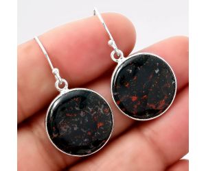 Natural Blood Stone - India Earrings SDE43087 E-1001, 18x18 mm