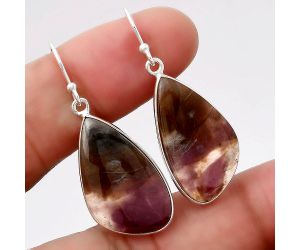 Natural Amethyst Sage Agate - Nevada Earrings SDE43135 E-1001, 15x25 mm