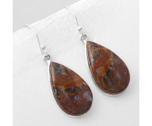 Natural Red Moss Agate Earrings SDE44803 E-1001, 14x24 mm