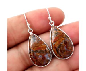 Natural Red Moss Agate Earrings SDE44803 E-1001, 14x24 mm