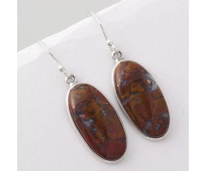 Natural Red Moss Agate Earrings SDE44907 E-1001, 12x23 mm