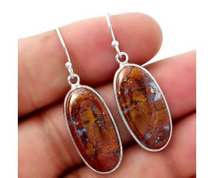 Natural Red Moss Agate Earrings SDE44907 E-1001, 12x23 mm