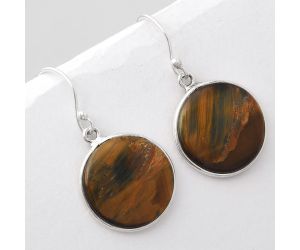 Natural Blue Tiger Eye Earrings SDE45023 E-1001, 17x17 mm