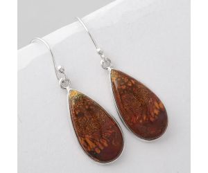 Natural Red Moss Agate Earrings SDE45028 E-1001, 11x21 mm