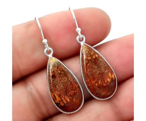 Natural Red Moss Agate Earrings SDE45028 E-1001, 11x21 mm