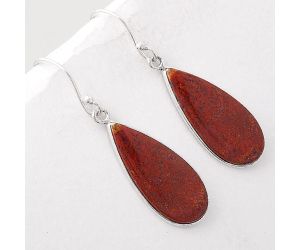 Natural Red Moss Agate Earrings SDE45488 E-1001, 11x25 mm