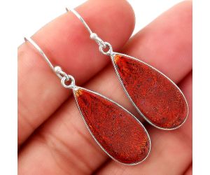 Natural Red Moss Agate Earrings SDE45488 E-1001, 11x25 mm