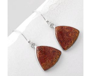 Natural Red Moss Agate Earrings SDE45524 E-1001, 15x15 mm