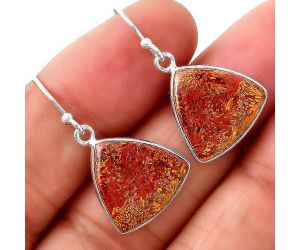 Natural Red Moss Agate Earrings SDE45524 E-1001, 15x15 mm