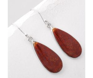 Natural Red Moss Agate Earrings SDE45557 E-1001, 11x25 mm