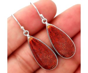 Natural Red Moss Agate Earrings SDE45557 E-1001, 11x25 mm