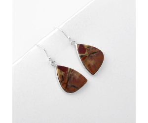 Natural Polygram Jasper Earrings SDE45993 E-1001, 13x19 mm