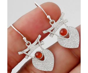 Natural Carnelian Earrings SDE47633 E-1159, 4x4 mm