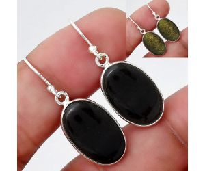 Natural Tektite Cab - Greek Earrings SDE47861 E-1001, 11x17 mm