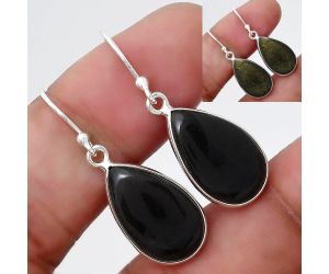 Natural Tektite Cab - Greek Earrings SDE47862 E-1001, 11x17 mm