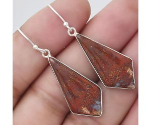 Natural Red Moss Agate Earrings SDE47874 E-1001, 14x29 mm