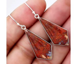 Natural Red Moss Agate Earrings SDE47874 E-1001, 14x29 mm