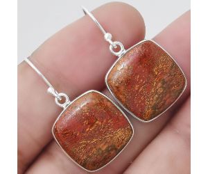 Natural Red Moss Agate Earrings SDE47884 E-1001, 16x16 mm