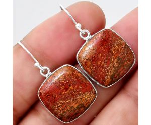 Natural Red Moss Agate Earrings SDE47884 E-1001, 16x16 mm