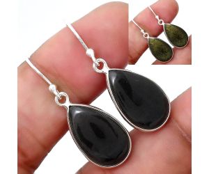 Natural Tektite Cab - Greek Earrings SDE47922 E-1001, 12x19 mm