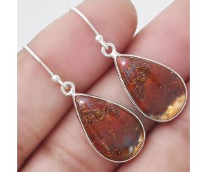 Natural Red Moss Agate Earrings SDE48022 E-1001, 12x20 mm