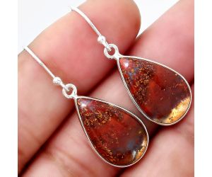 Natural Red Moss Agate Earrings SDE48022 E-1001, 12x20 mm