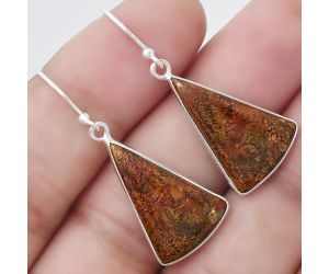 Natural Red Moss Agate Earrings SDE48032 E-1001, 14x21 mm