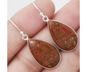 Natural Red Moss Agate Earrings SDE48102 E-1001, 13x23 mm