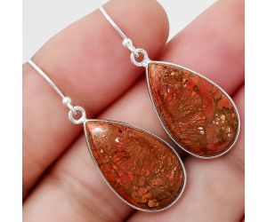 Natural Red Moss Agate Earrings SDE48102 E-1001, 13x23 mm