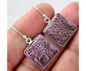 Natural Purpurite - South Africa Earrings SDE48861 E-1001, 15x15 mm