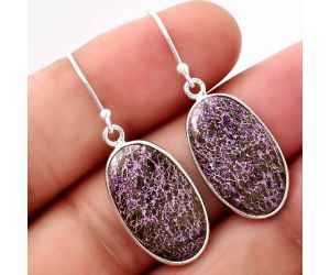 Natural Purpurite - South Africa Earrings SDE48928 E-1001, 12x20 mm