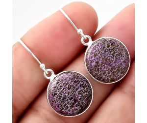 Natural Purpurite - South Africa Earrings SDE48940 E-1001, 15x15 mm